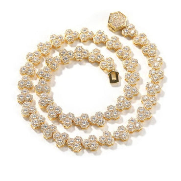 CARÁTIX Honeycomb Tennis Chain | 3A+ CZ Iced Out Hip Hop Necklace for Men (Gold Silver) - CaratixJewelry