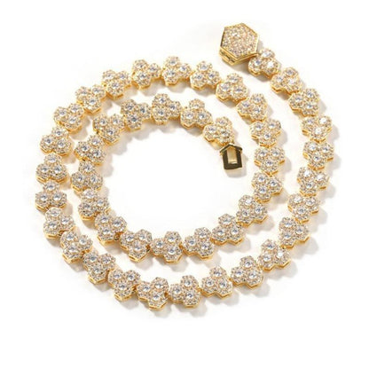 CARÁTIX Honeycomb Tennis Chain | 3A+ CZ Iced Out Hip Hop Necklace for Men (Gold Silver) - CaratixJewelry