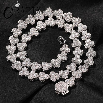 CARÁTIX Honeycomb Tennis Chain | 3A+ CZ Iced Out Hip Hop Necklace for Men (Gold Silver) - CaratixJewelry