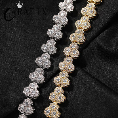 CARÁTIX Honeycomb Tennis Chain | 3A+ CZ Iced Out Hip Hop Necklace for Men (Gold Silver) - CaratixJewelry