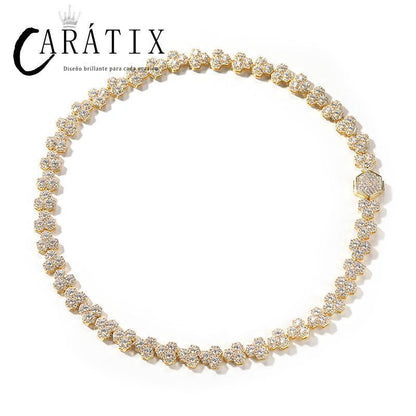 CARÁTIX Honeycomb Tennis Chain | 3A+ CZ Iced Out Hip Hop Necklace for Men (Gold Silver) - CaratixJewelry