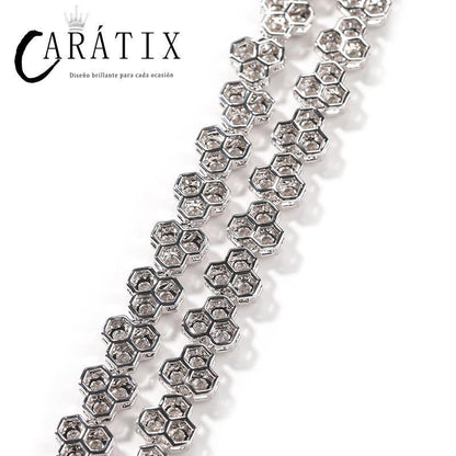 CARÁTIX Honeycomb Tennis Chain | 3A+ CZ Iced Out Hip Hop Necklace for Men (Gold Silver) - CaratixJewelry