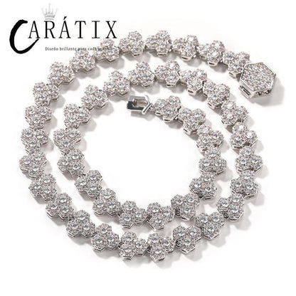 CARÁTIX Honeycomb Tennis Chain | 3A+ CZ Iced Out Hip Hop Necklace for Men (Gold Silver) - CaratixJewelry