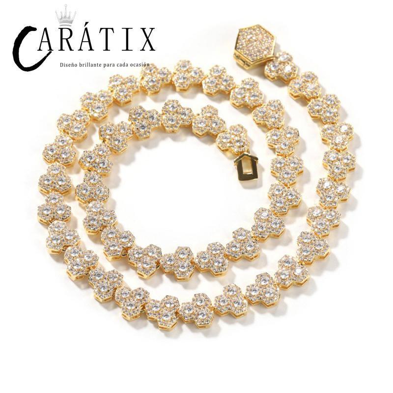 CARÁTIX Honeycomb Tennis Chain | 3A+ CZ Iced Out Hip Hop Necklace for Men (Gold Silver) - CaratixJewelry