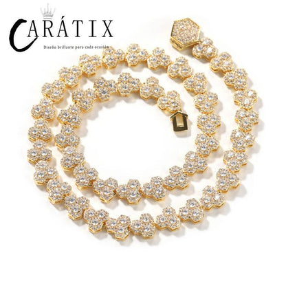 CARÁTIX Honeycomb Tennis Chain | 3A+ CZ Iced Out Hip Hop Necklace for Men (Gold Silver) - CaratixJewelry
