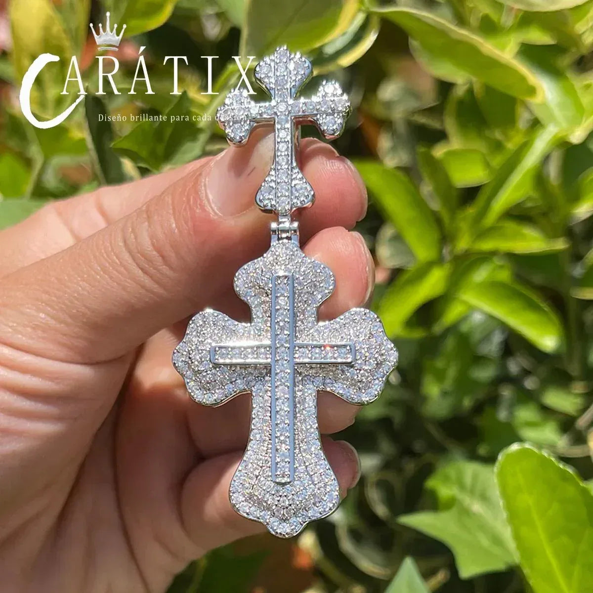 Iced Out Cross Pendant Necklace – Copper Hip Hop Chain Jewelry - CaratixJewelry