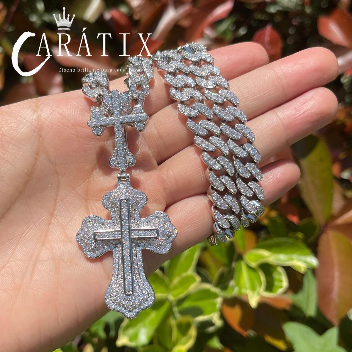 Iced Out Cross Pendant Necklace – Copper Hip Hop Chain Jewelry - CaratixJewelry