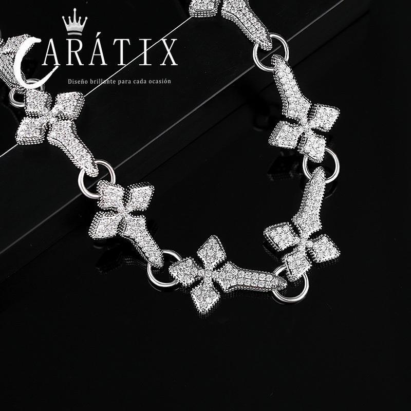 CARÁTIX Iced Out CZ Cross Pendant Link Chain Necklace for Men - CaratixJewelry
