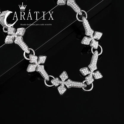 CARÁTIX Iced Out CZ Cross Pendant Link Chain Necklace for Men - CaratixJewelry