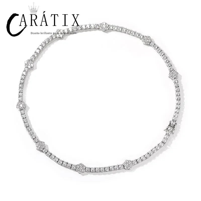 CARÁTIX Iced Out CZ Flower Tennis Link Chain Bracelet Unisex - CaratixJewelry