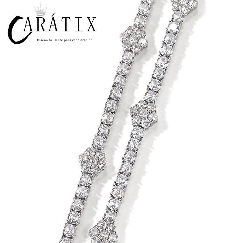 CARÁTIX Iced Out CZ Flower Tennis Link Chain Bracelet Unisex - CaratixJewelry