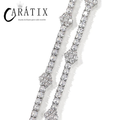 CARÁTIX Iced Out CZ Flower Tennis Link Chain Bracelet Unisex - CaratixJewelry