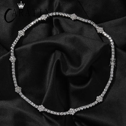 CARÁTIX Iced Out CZ Flower Tennis Link Chain Bracelet Unisex - CaratixJewelry