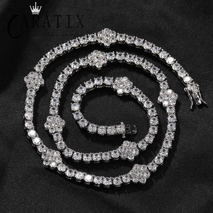 CARÁTIX Iced Out CZ Flower Tennis Link Chain Bracelet Unisex - CaratixJewelry