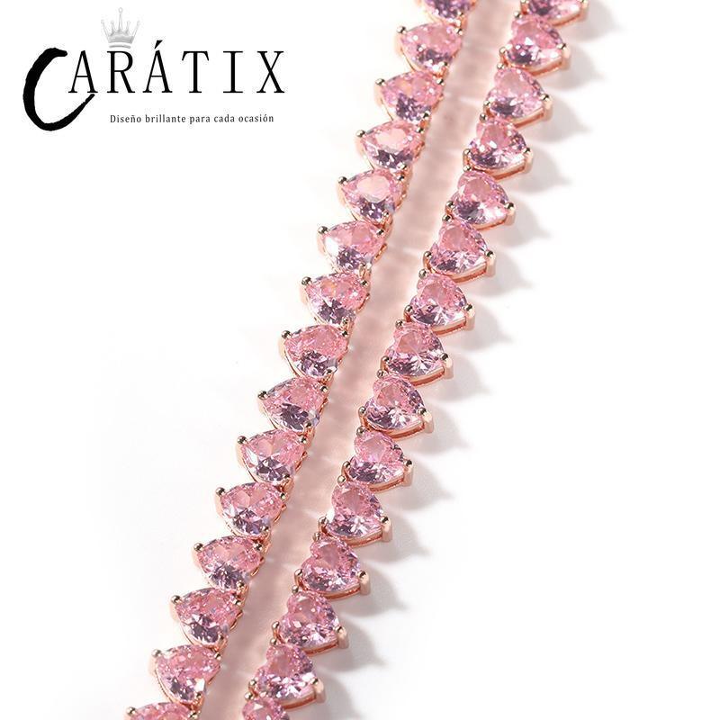 CARÁTIX Iced Out Heart CZ Tennis Link Choker Necklace Unisex - CaratixJewelry