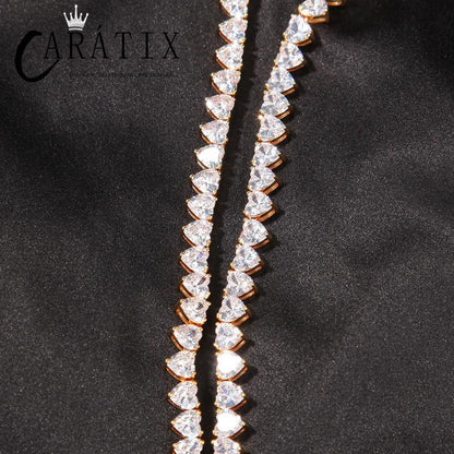 CARÁTIX Iced Out Heart CZ Tennis Link Choker Necklace Unisex - CaratixJewelry