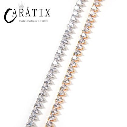 CARÁTIX Iced Out Heart CZ Tennis Link Choker Necklace Unisex - CaratixJewelry