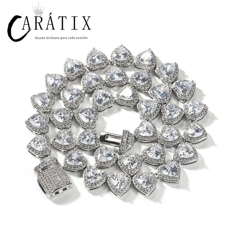 CARÁTIX Iced Out Heart CZ Tennis Link Choker Necklace Unisex - CaratixJewelry