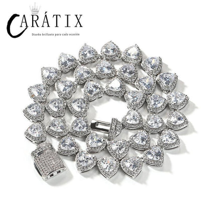 CARÁTIX Iced Out Heart CZ Tennis Link Choker Necklace Unisex - CaratixJewelry