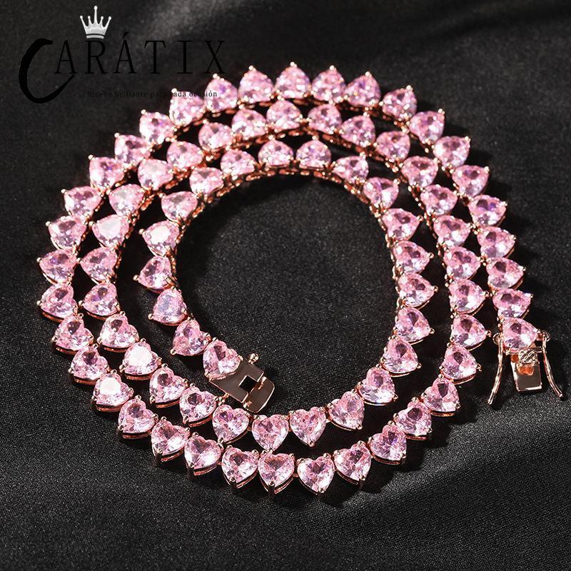 CARÁTIX Iced Out Heart CZ Tennis Link Choker Necklace Unisex - CaratixJewelry