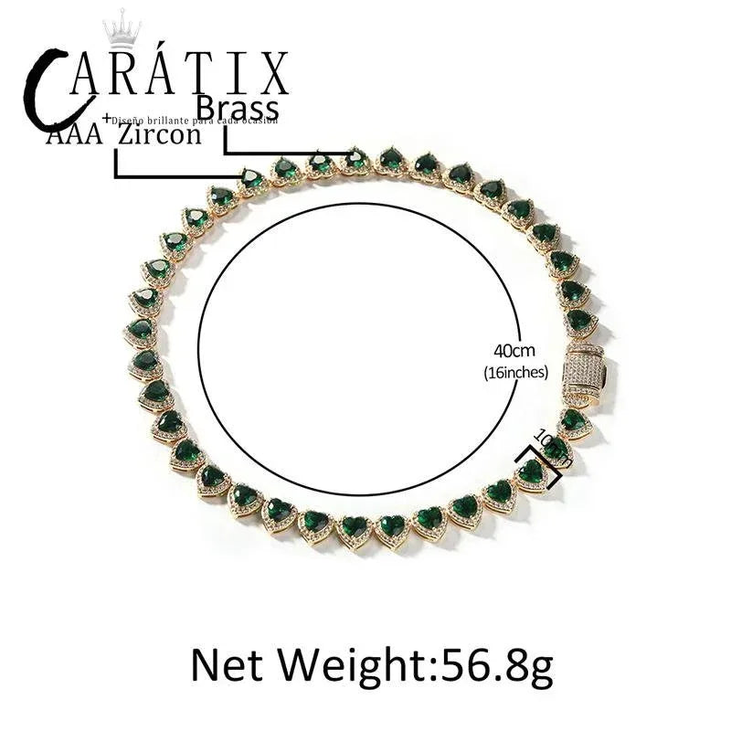 CARÁTIX Iced Out Heart CZ Tennis Link Choker Necklace Unisex - CaratixJewelry