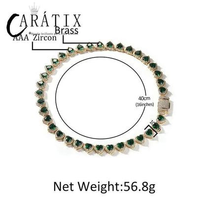 CARÁTIX Iced Out Heart CZ Tennis Link Choker Necklace Unisex - CaratixJewelry