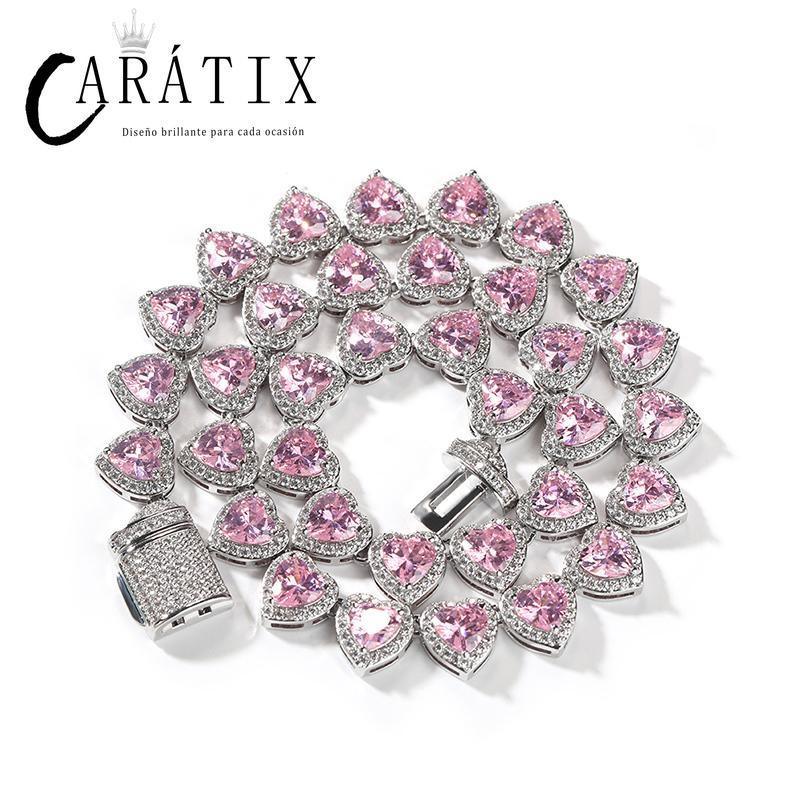 CARÁTIX Iced Out Heart CZ Tennis Link Choker Necklace Unisex - CaratixJewelry