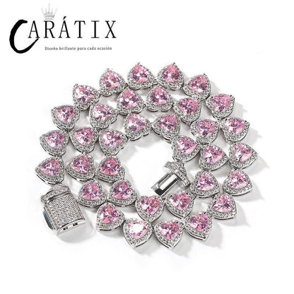 CARÁTIX Iced Out Heart CZ Tennis Link Choker Necklace Unisex - CaratixJewelry