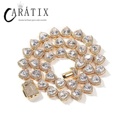 CARÁTIX Iced Out Heart CZ Tennis Link Choker Necklace Unisex - CaratixJewelry