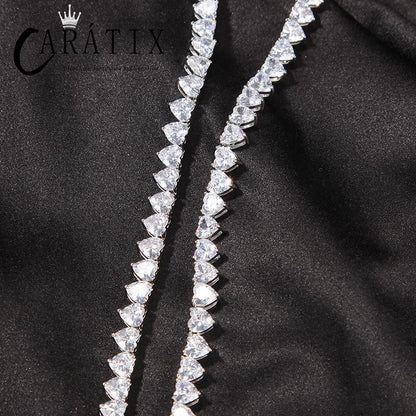 CARÁTIX Iced Out Heart CZ Tennis Link Choker Necklace Unisex - CaratixJewelry