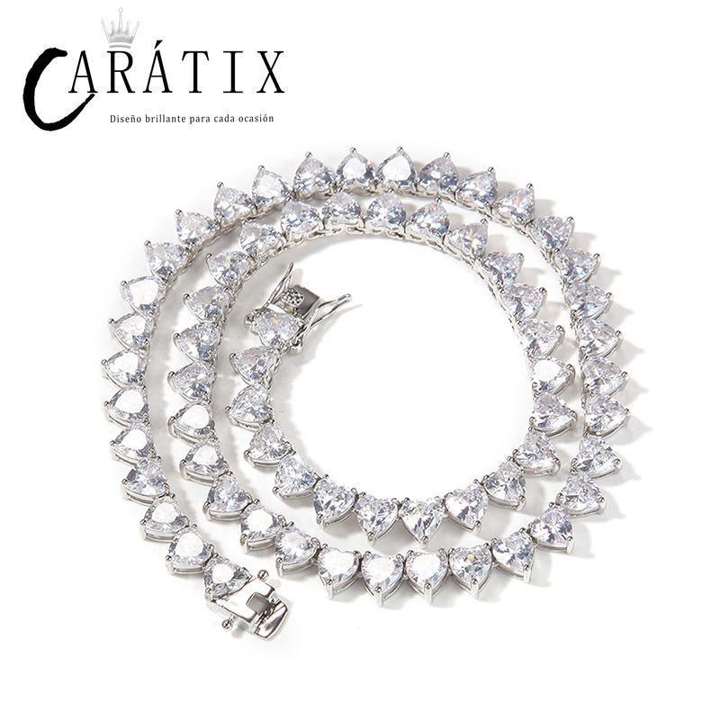 CARÁTIX Iced Out Heart CZ Tennis Link Choker Necklace Unisex - CaratixJewelry