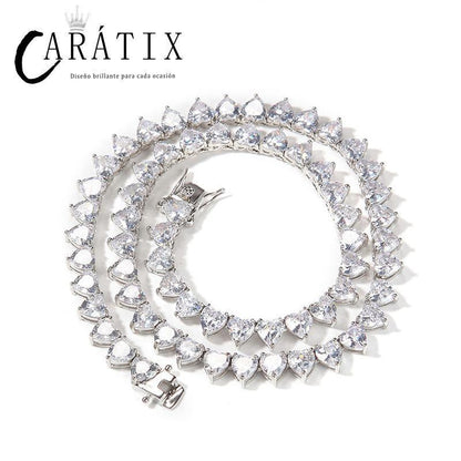 CARÁTIX Iced Out Heart CZ Tennis Link Choker Necklace Unisex - CaratixJewelry
