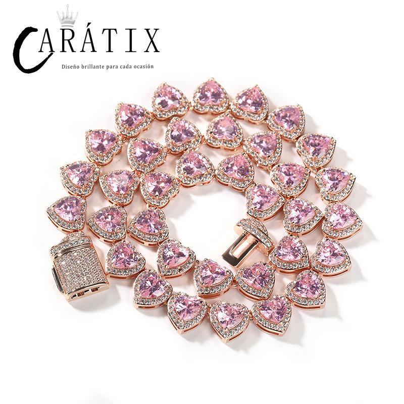 CARÁTIX Iced Out Heart CZ Tennis Link Choker Necklace Unisex - CaratixJewelry