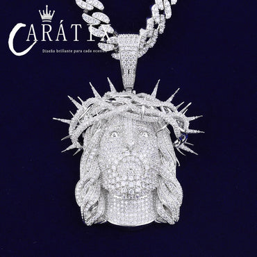 CARÁTIX Iced Out Ratten Jesus Necklace Pendant – Prong Setting Hip Hop Jewelry for Men, Women & Boys | Ideal Valentine's Day & Mother's Day Gift - CaratixJewelry