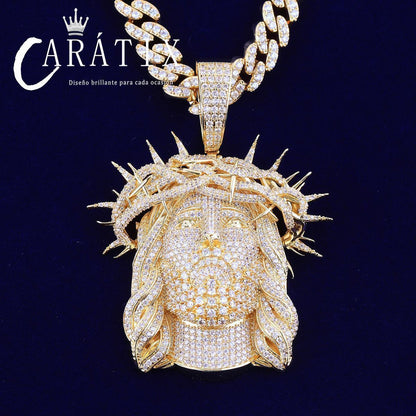 CARÁTIX Iced Out Ratten Jesus Necklace Pendant – Prong Setting Hip Hop Jewelry for Men, Women & Boys | Perfect Valentine's Day & Mother's Day Gift - CaratixJewelry