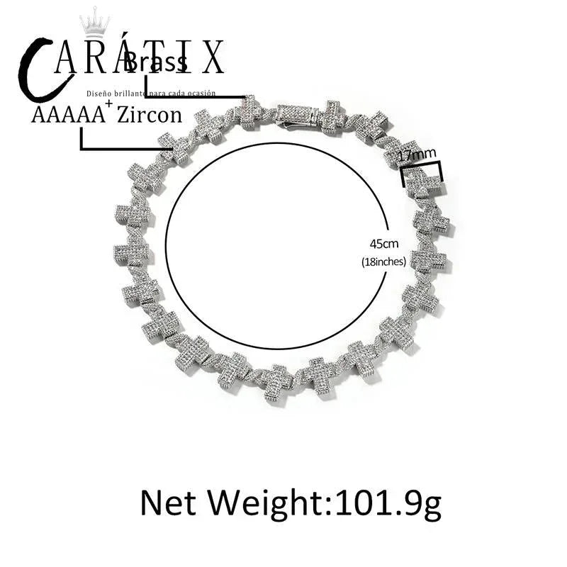 CARÁTIX Infinity Cross Link Chain Necklace – 5A+ CZ Iced Out Hip Hop Bling Jewelry for Men | Gold & Silver Rapper Gift - CaratixJewelry