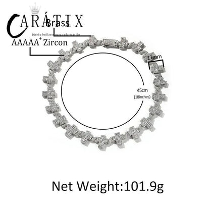 CARÁTIX Infinity Cross Link Chain Necklace – 5A+ CZ Iced Out Hip Hop Bling Jewelry for Men | Gold & Silver Rapper Gift - CaratixJewelry
