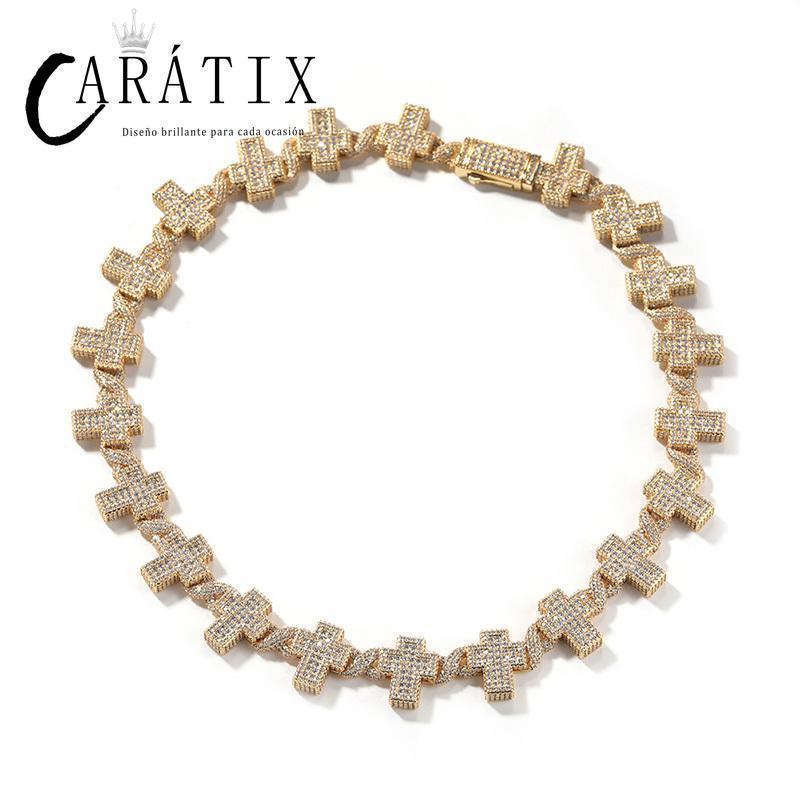 CARÁTIX Infinity Cross Link Chain Necklace – 5A+ CZ Iced Out Hip Hop Bling Jewelry for Men | Gold & Silver Rapper Gift - CaratixJewelry