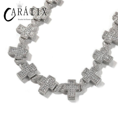 CARÁTIX Infinity Cross Link Chain Necklace – 5A+ CZ Iced Out Hip Hop Bling Jewelry for Men | Gold & Silver Rapper Gift - CaratixJewelry