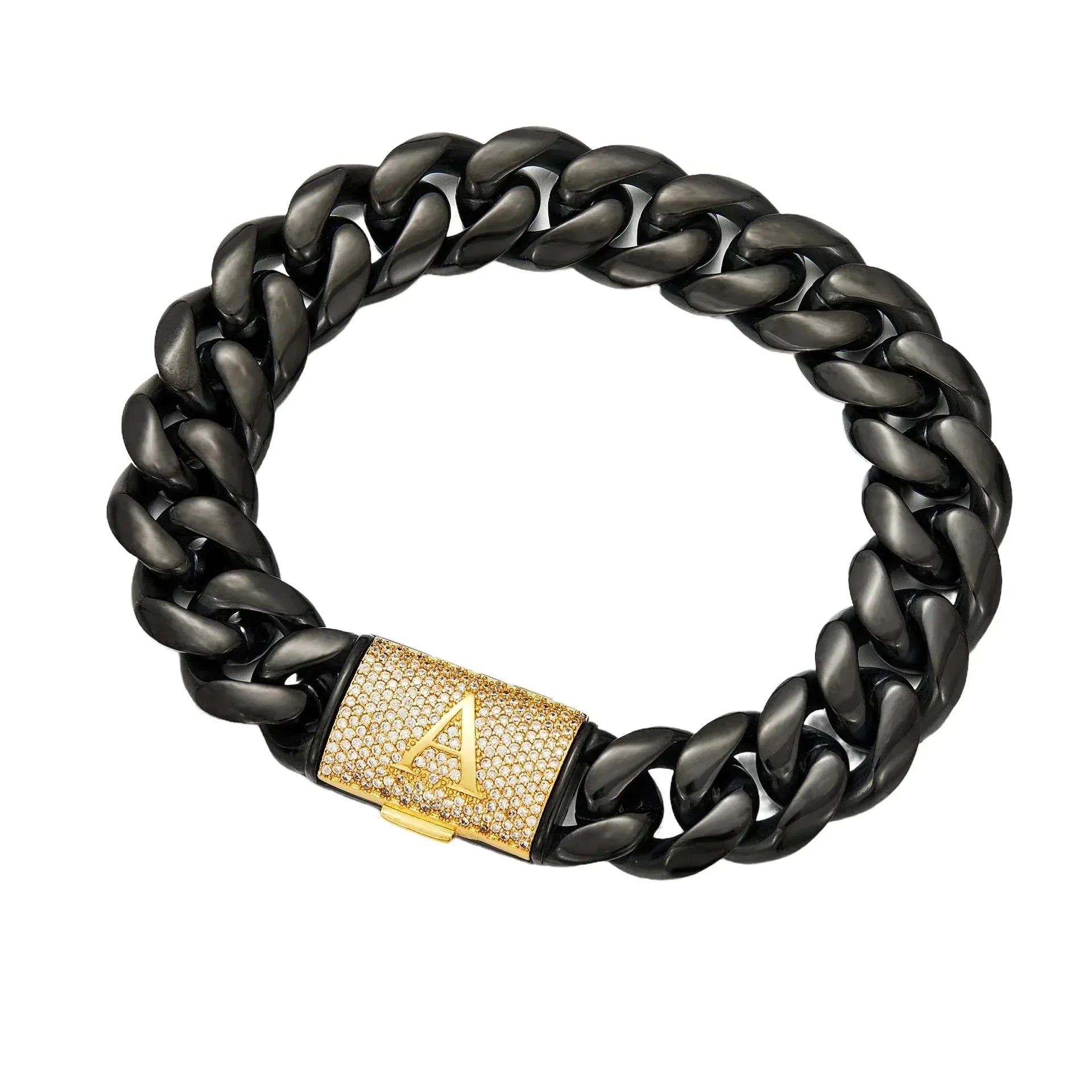 CARÁTIX Letter Cuban Link Chain Necklace – Gold/Silver Zircon Chunky Hip Hop Jewelry for Men | Multi-Size Punk Style Gift - CaratixJewelry