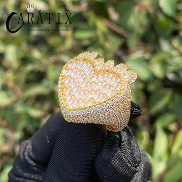 CARÁTIX Love Flame Ring | Real Electroplated Ladder Fang Hip Hop Jewelry for Men - CaratixJewelry