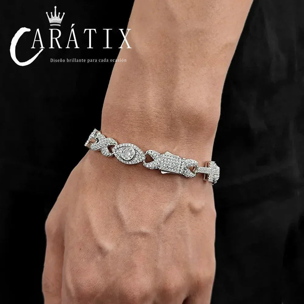 CARÁTIX Luxury Full Pave Zircon Eye & Cross Infinity Link Chain Necklace – Hip Hop Jewelry for Women & Men - CaratixJewelry