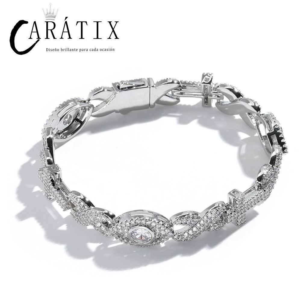 CARÁTIX Luxury Full Pave Zircon Eye & Cross Infinity Link Chain Necklace – Hip Hop Jewelry for Women & Men - CaratixJewelry