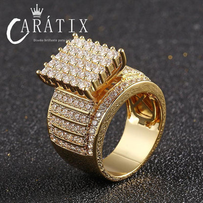 CARÁTIX Micro-Inlaid Zircon Ring | Real Electroplated High Quality Hip Hop Jewelry for Men - CaratixJewelry