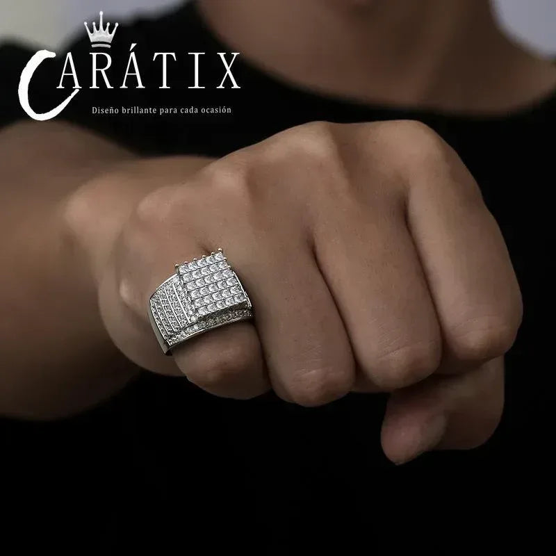 CARÁTIX Micro-Inlaid Zircon Ring | Real Electroplated High Quality Hip Hop Jewelry for Men - CaratixJewelry