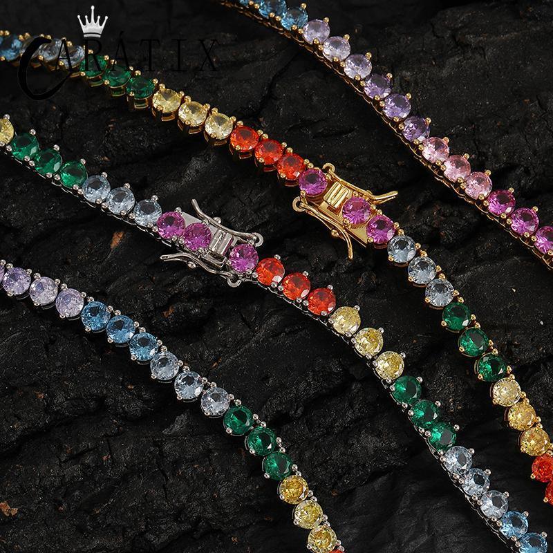 CARÁTIX Multicolor 5mm Tennis Chain | CZ Iced Out Hip Hop Choker Necklace for Men & Women - CaratixJewelry