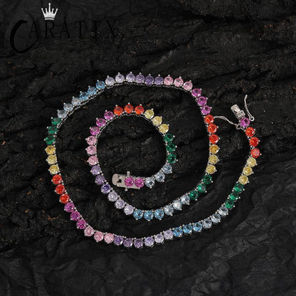 CARÁTIX Multicolor 5mm Tennis Chain | CZ Iced Out Hip Hop Choker Necklace for Men & Women - CaratixJewelry