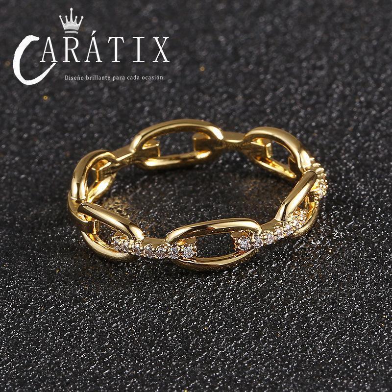 CARÁTIX New Couple Ring – Micro-Inlaid Zircon Plated Unisex Niche Design | Personalized Simple High-Quality Hip-Hop Ring - CaratixJewelry