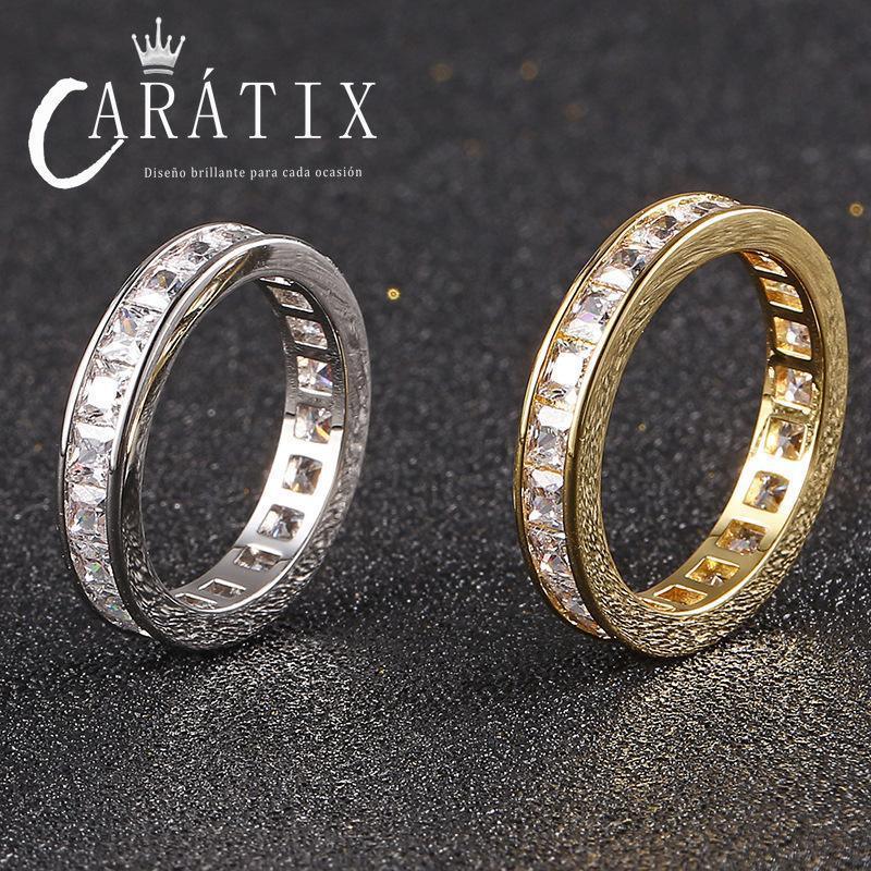 CARÁTIX New Creative Square Couple Ring – Plated Niche Design Simple Personality Unisex High-Quality Hip-Hop Ring - CaratixJewelry