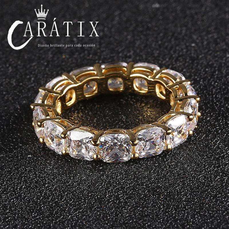 CARÁTIX New Hip-Hop Men's Ring – Real Electroplated Single-Row Micro-Inlaid Large Zircon Ring | High-Quality Hip-Hop Jewelry - CaratixJewelry